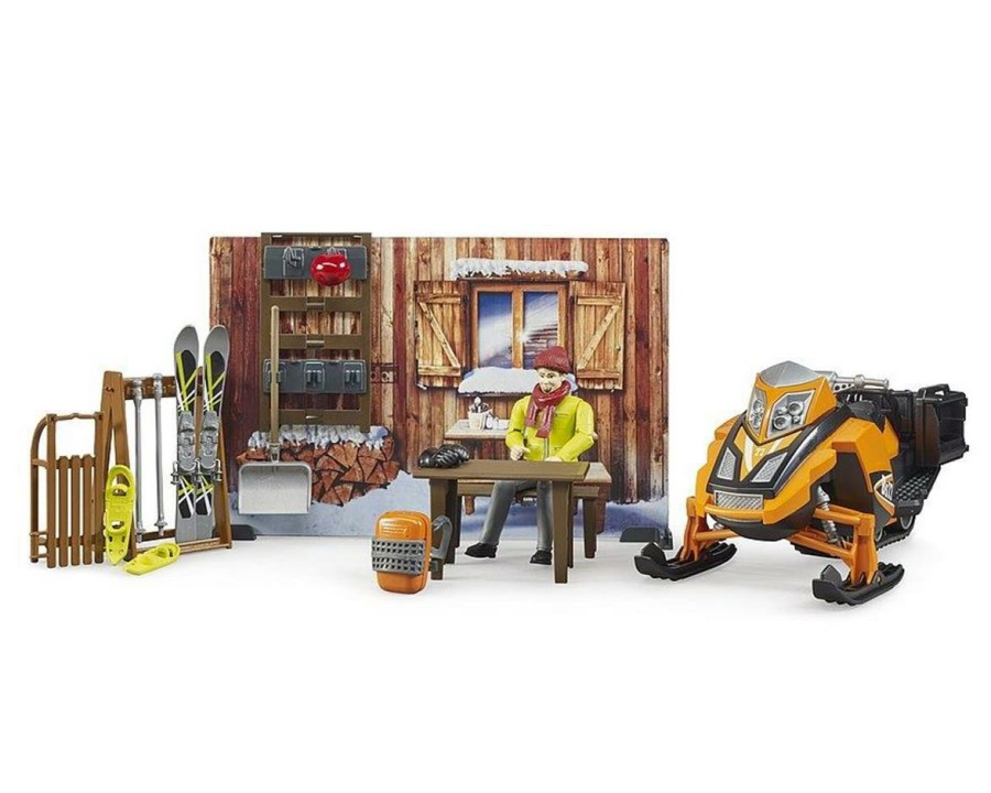 Diecast * | Bruder Toys Bworld Mountain Hut W/Snowmobil Discounts