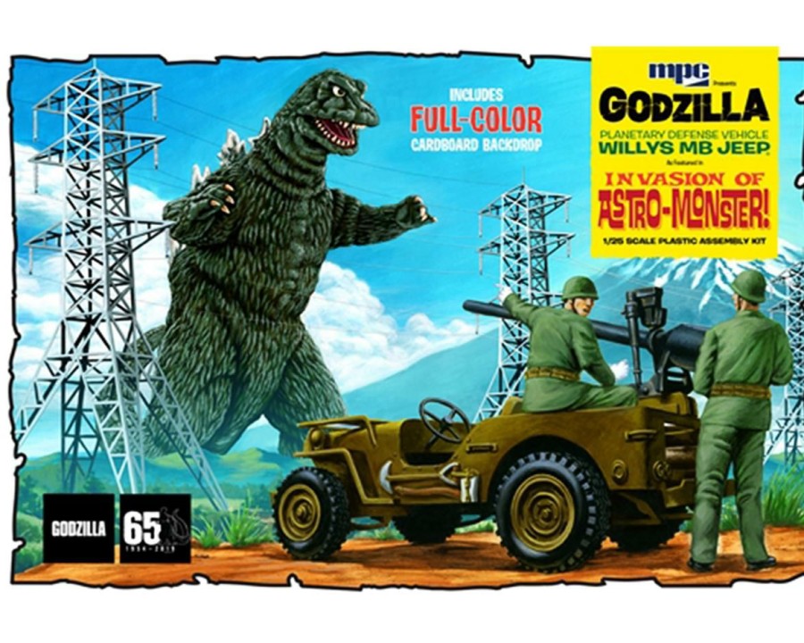 Plastic * | Round 2 Mpc 1/25 Godzilla Army Jeep Model Kit Clearance Sale