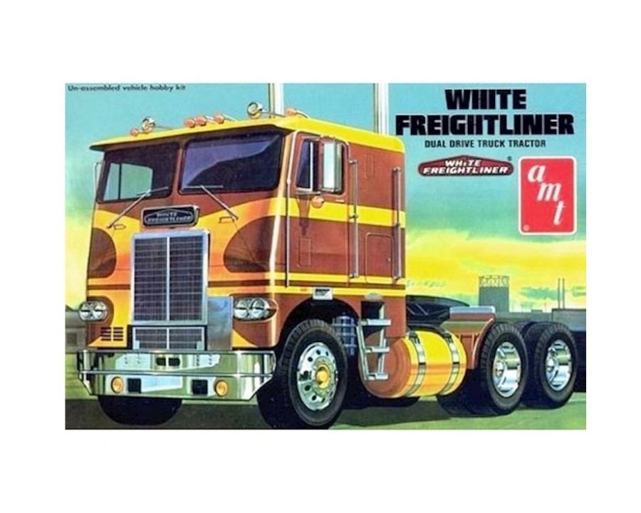 Plastic * | Amt 1/25 White Freightliner Dual Drive Tractor Model Kit Best-Selling