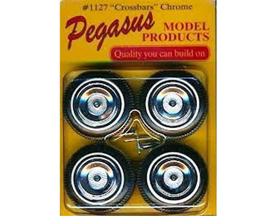 Plastic * | Pegasus Hobbies 1/24-1/25 Crossbars Chrome Rims W/Tires (4) Clearance Sale