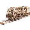 Wood * | Ugears 460 Locomotive With Tender Mechanical Wooden 3D Model Classical