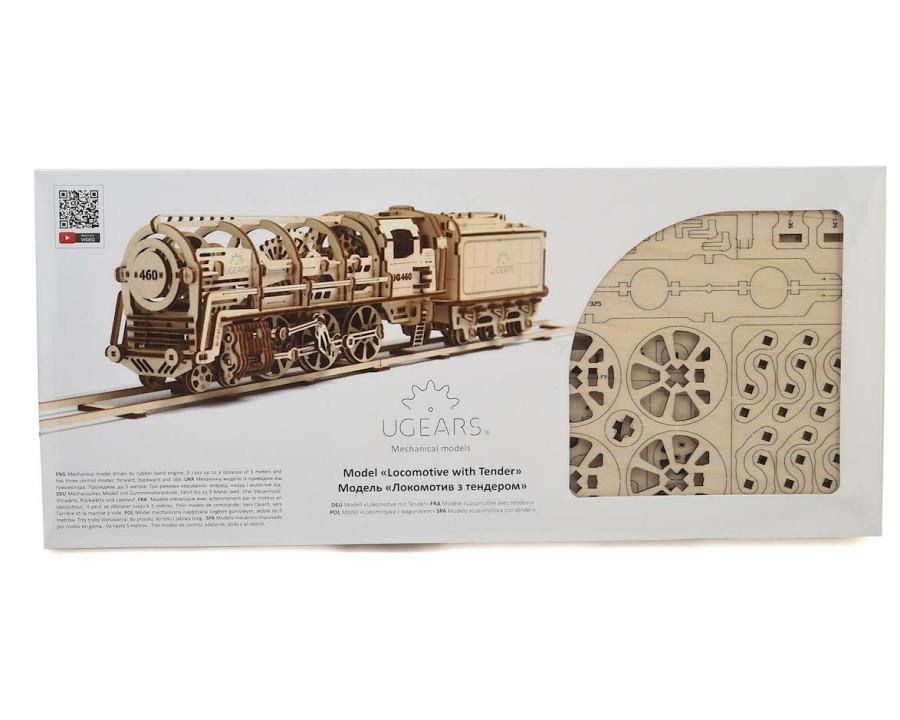 Wood * | Ugears 460 Locomotive With Tender Mechanical Wooden 3D Model Classical