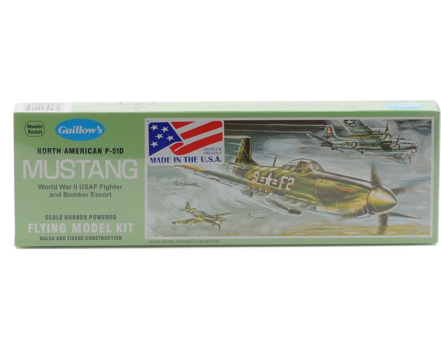 Rubber Powered * | Guillow North American P-51D Mustang Rubber Powered Flying Model Kit Clearance Sale