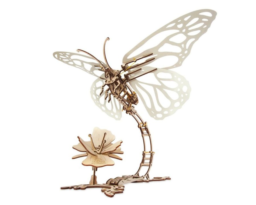 Wood * | Ugears Butterfly & Flower Mechanical Wooden 3D Model Best Choice